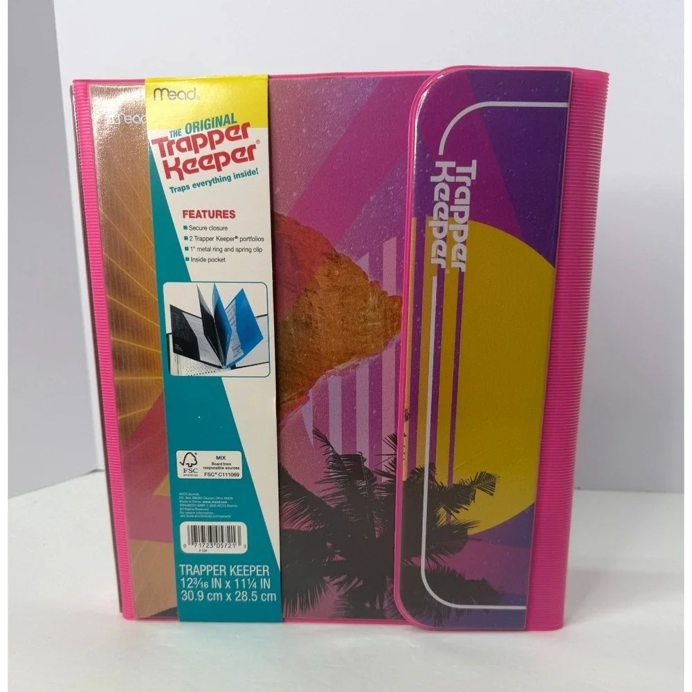 Vintage Trapper Keeper Pink Sunset Binder Retro 80s 90s Portfolio Mead NEW
